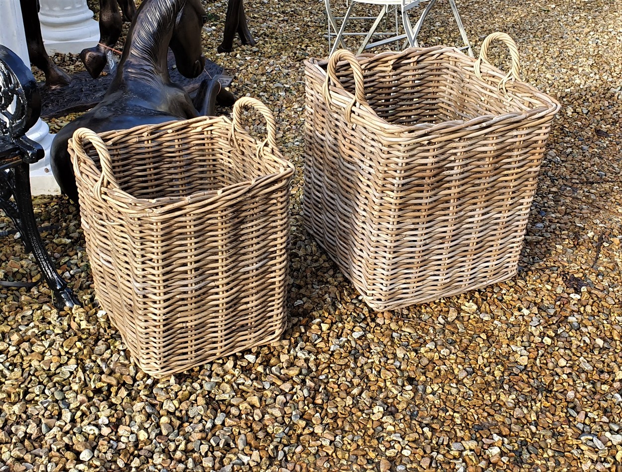 Cane Log Baskets With Handels Moy Antiques